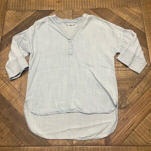 Foxcroft Sky Blue V-Neck Blouse